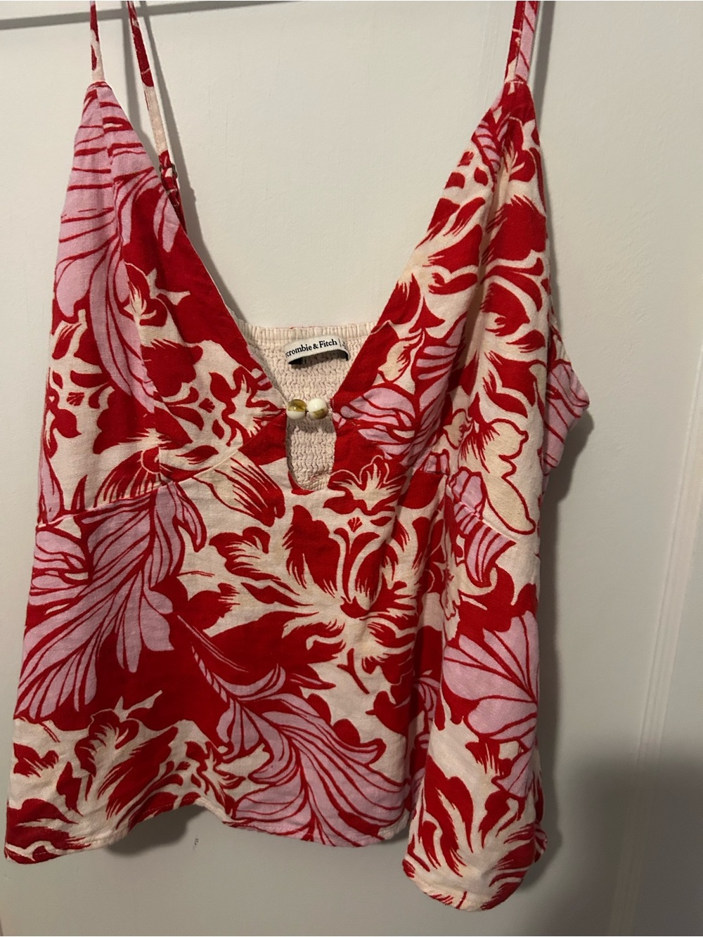 Abercrombie & Fitch Red and Pink Floral Camisole Tank